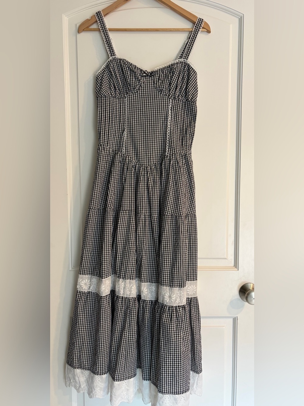 Jacquie The Label Emmie Gingham Milkmaid Maxi Dress M NWOT